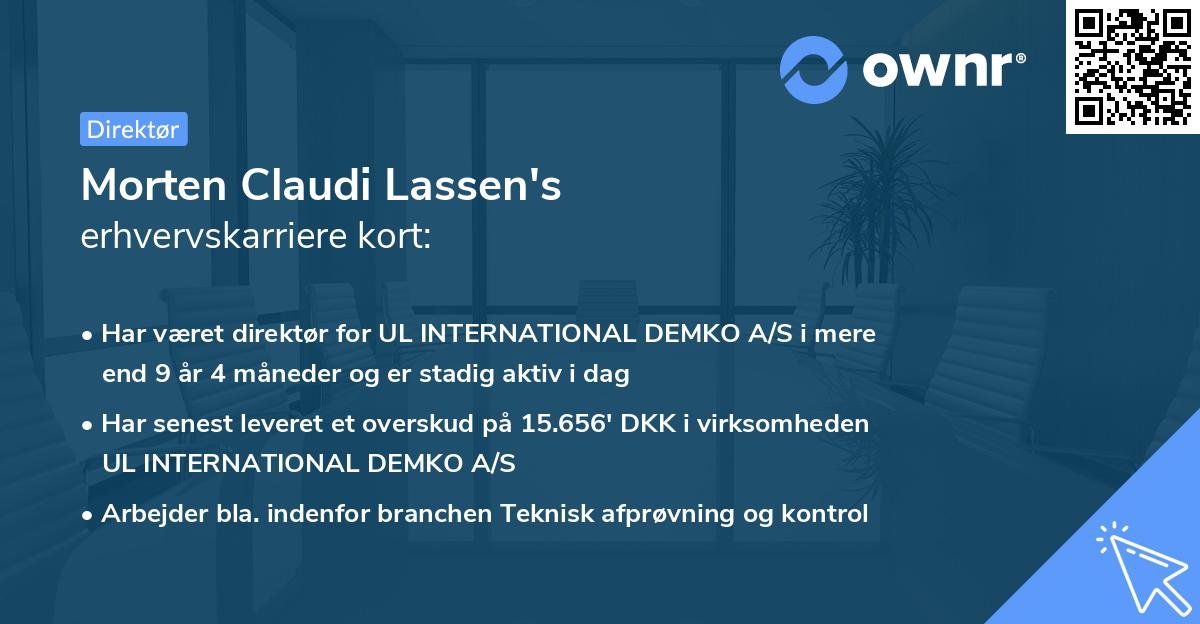 Morten Claudi Lassen's erhvervskarriere kort