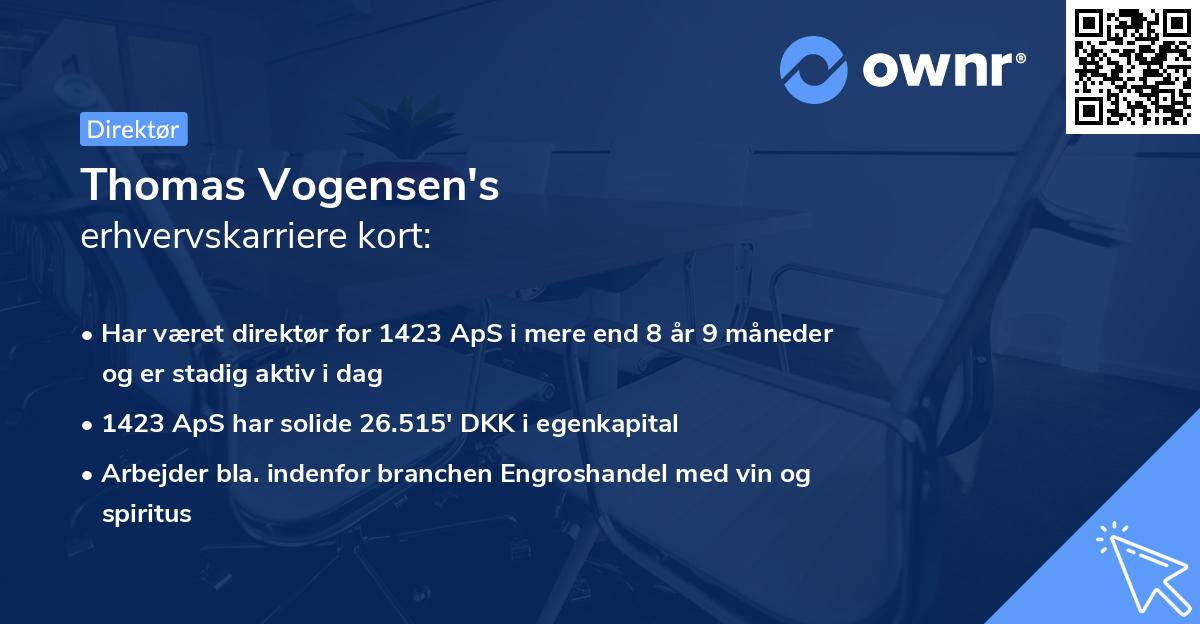 Thomas Vogensen's erhvervskarriere kort