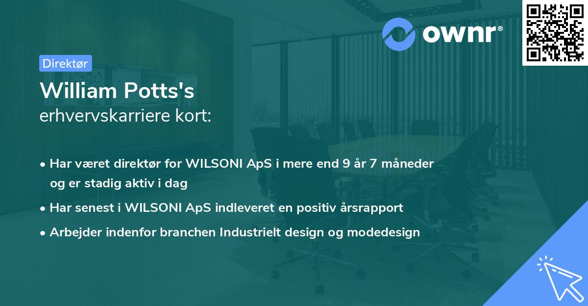 William Potts's erhvervskarriere kort