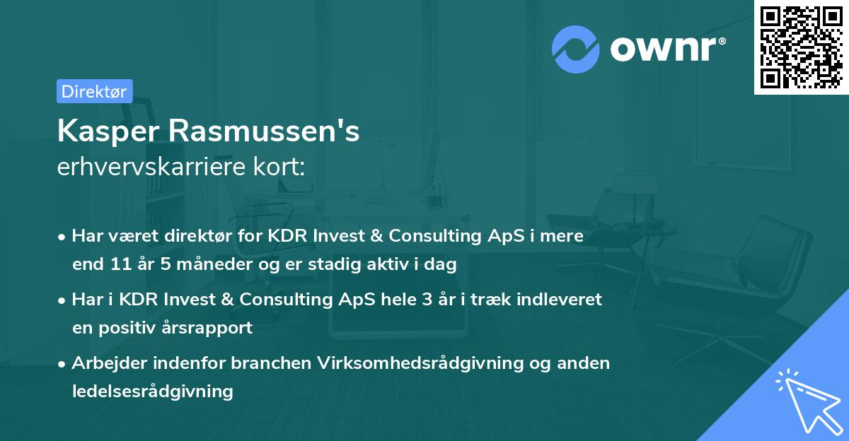 Kasper Rasmussen's erhvervskarriere kort