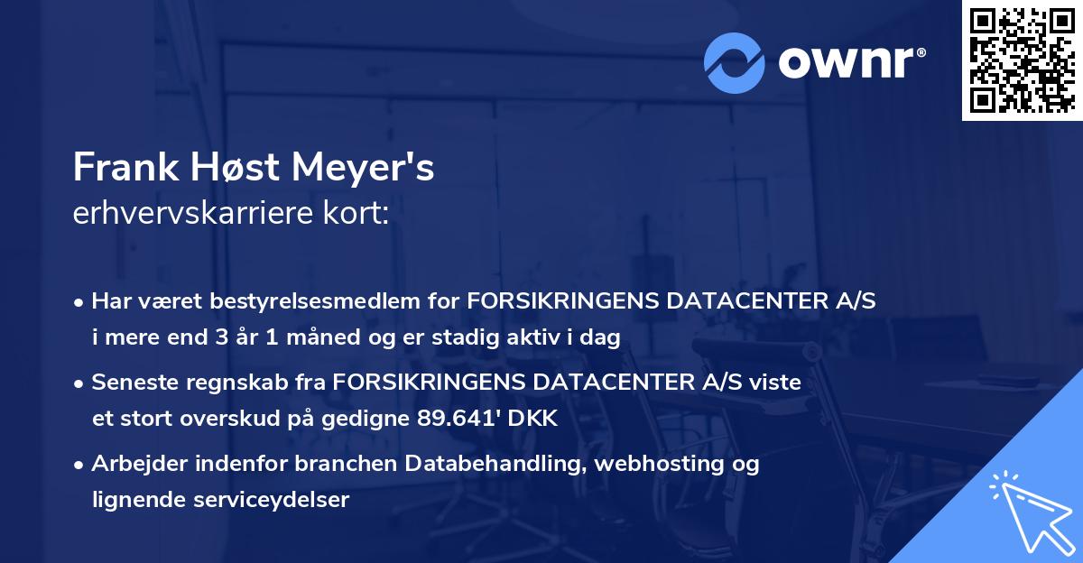 Frank Høst Meyer's erhvervskarriere kort