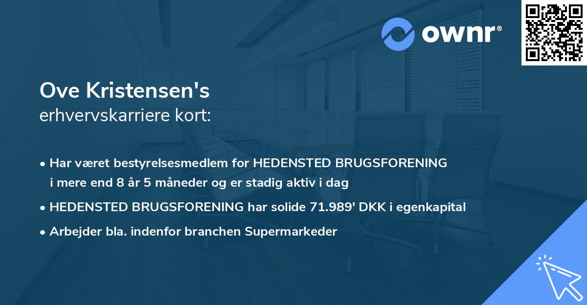 Ove Kristensen's erhvervskarriere kort