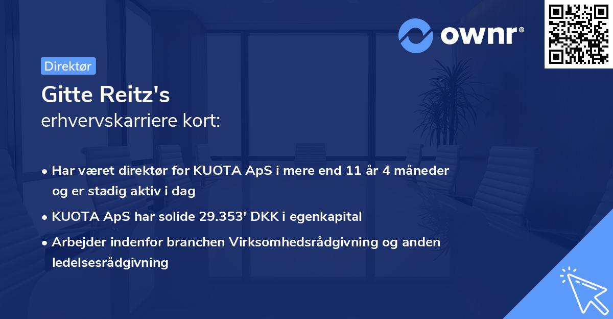 Gitte Reitz's erhvervskarriere kort