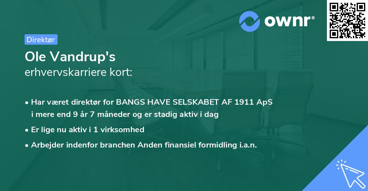 Ole Vandrup's erhvervskarriere kort