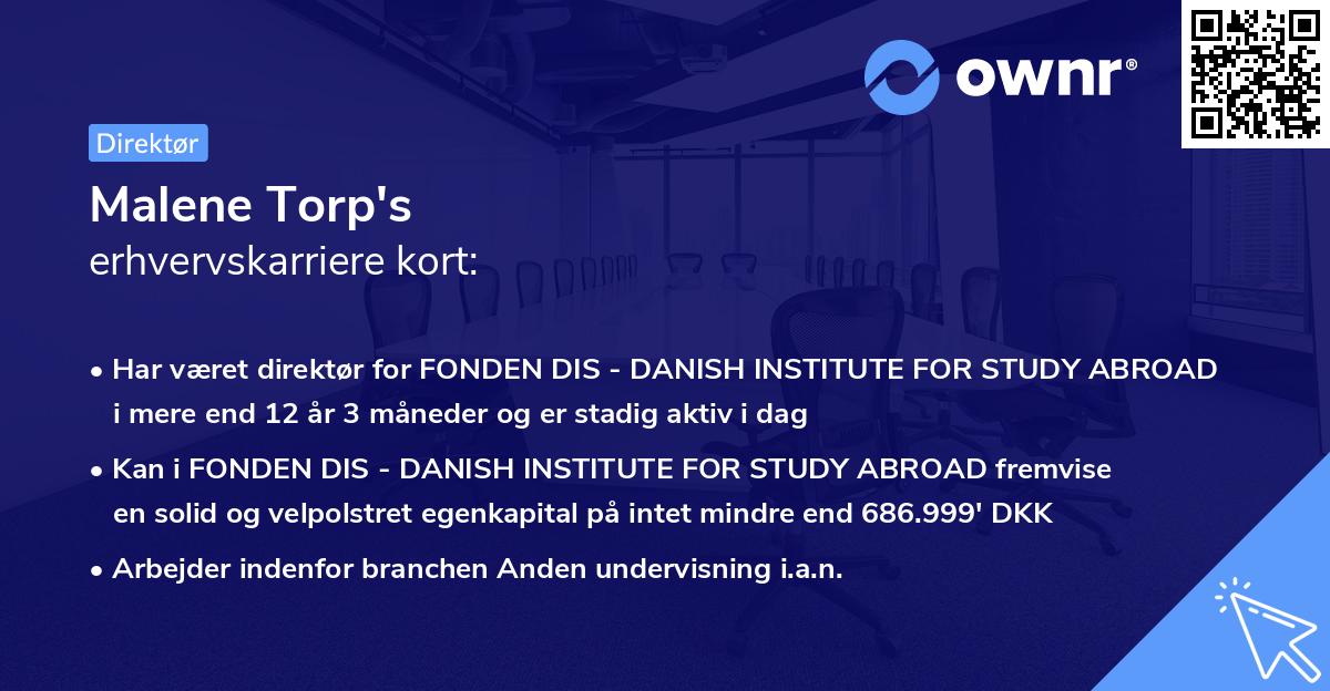Malene Torp's erhvervskarriere kort