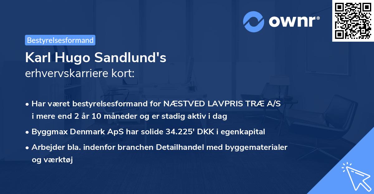 Karl Hugo Sandlund's erhvervskarriere kort