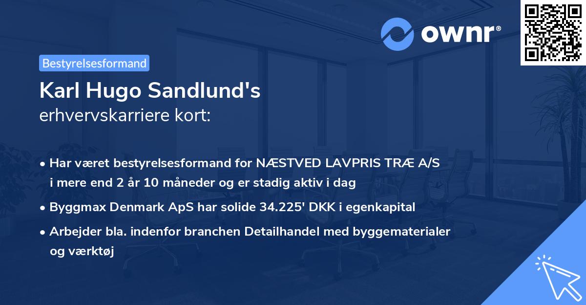 Karl Hugo Sandlund's erhvervskarriere kort