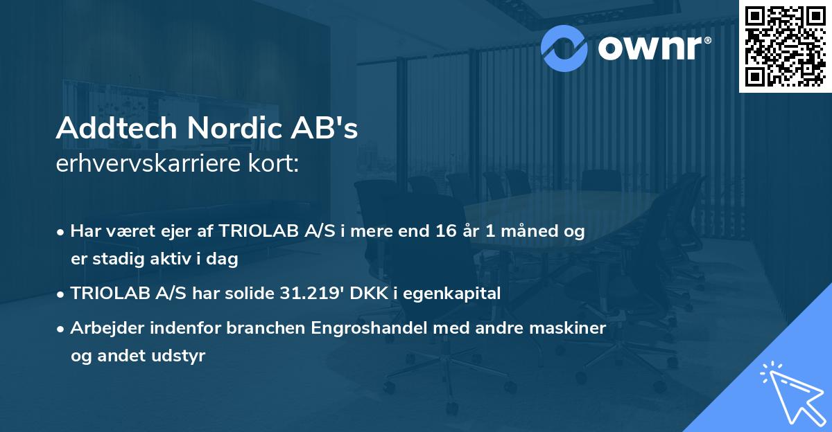 Addtech Nordic AB's erhvervskarriere kort