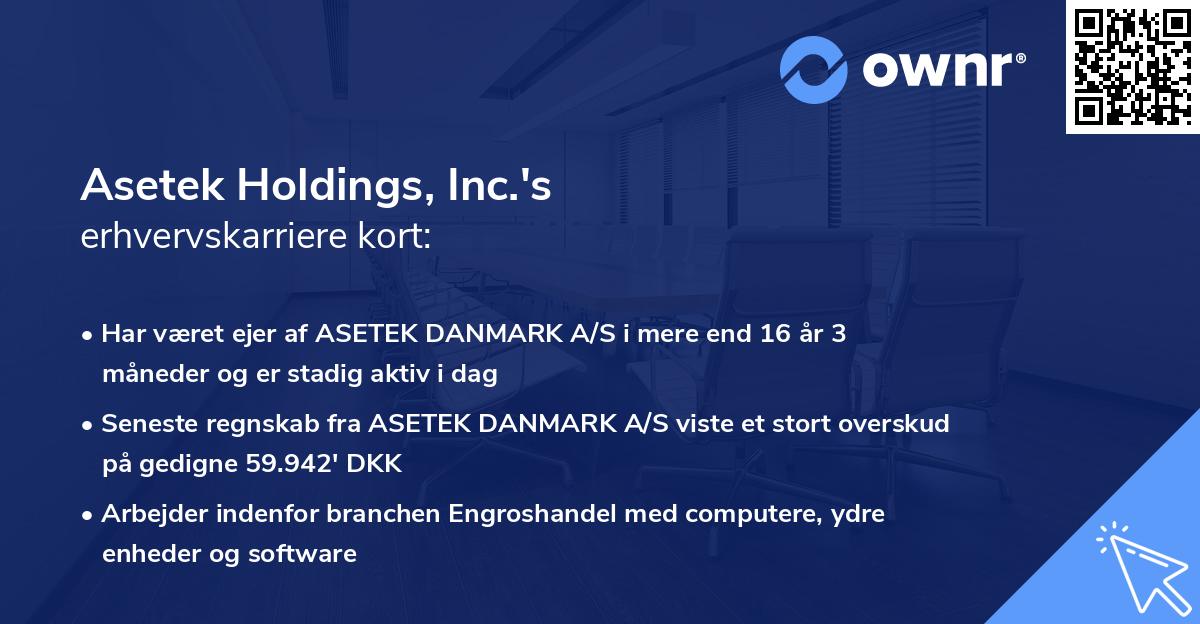 Asetek Holdings, Inc.'s erhvervskarriere kort