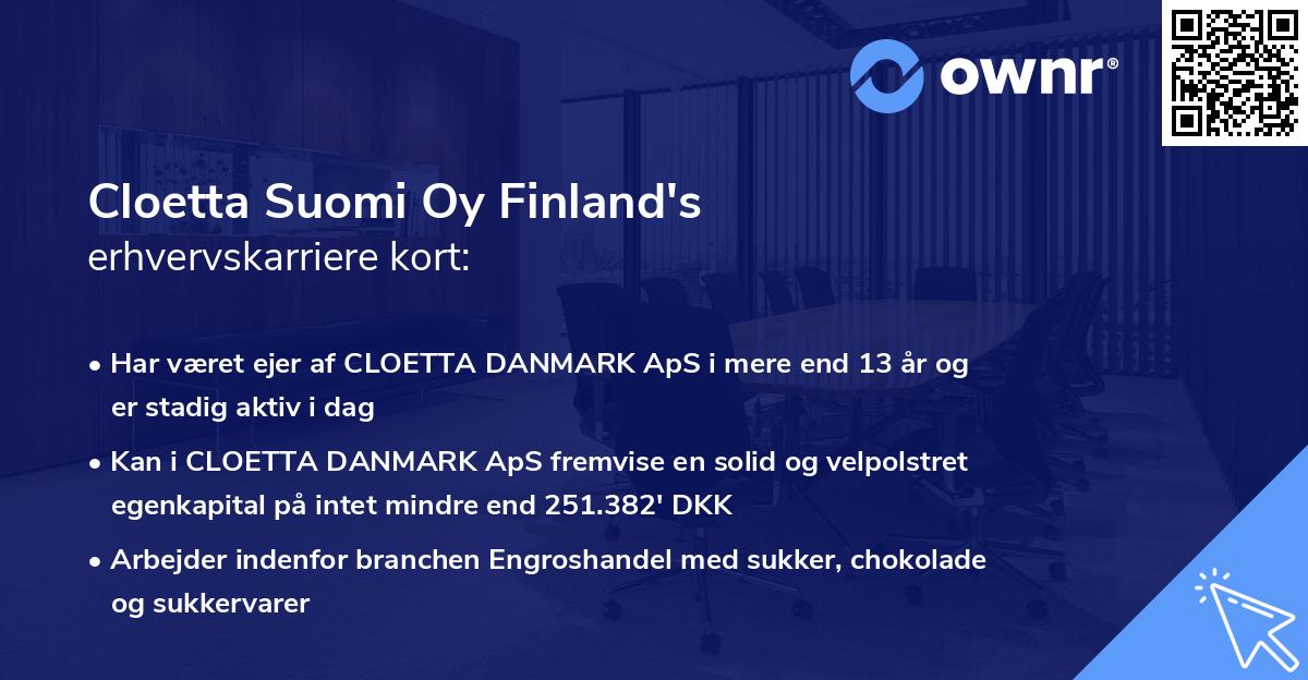 Cloetta Suomi Oy Finland's erhvervskarriere kort