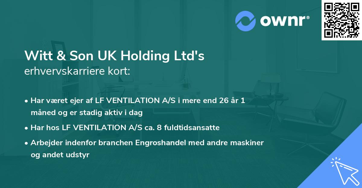 Witt & Son UK Holding Ltd's erhvervskarriere kort