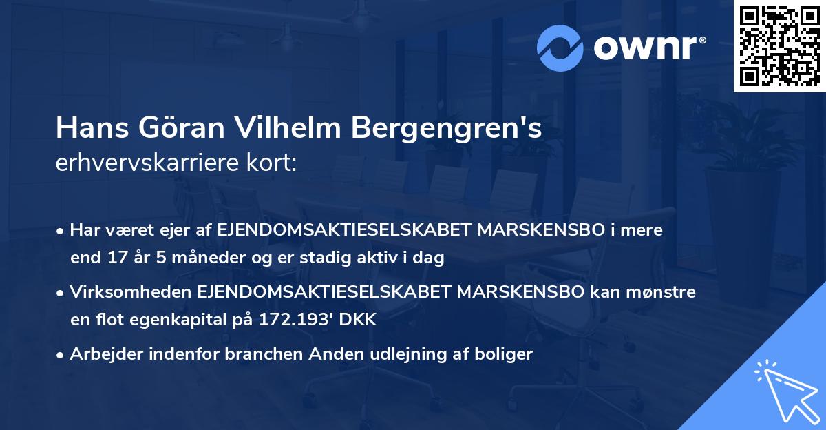 Hans Göran Vilhelm Bergengren's erhvervskarriere kort