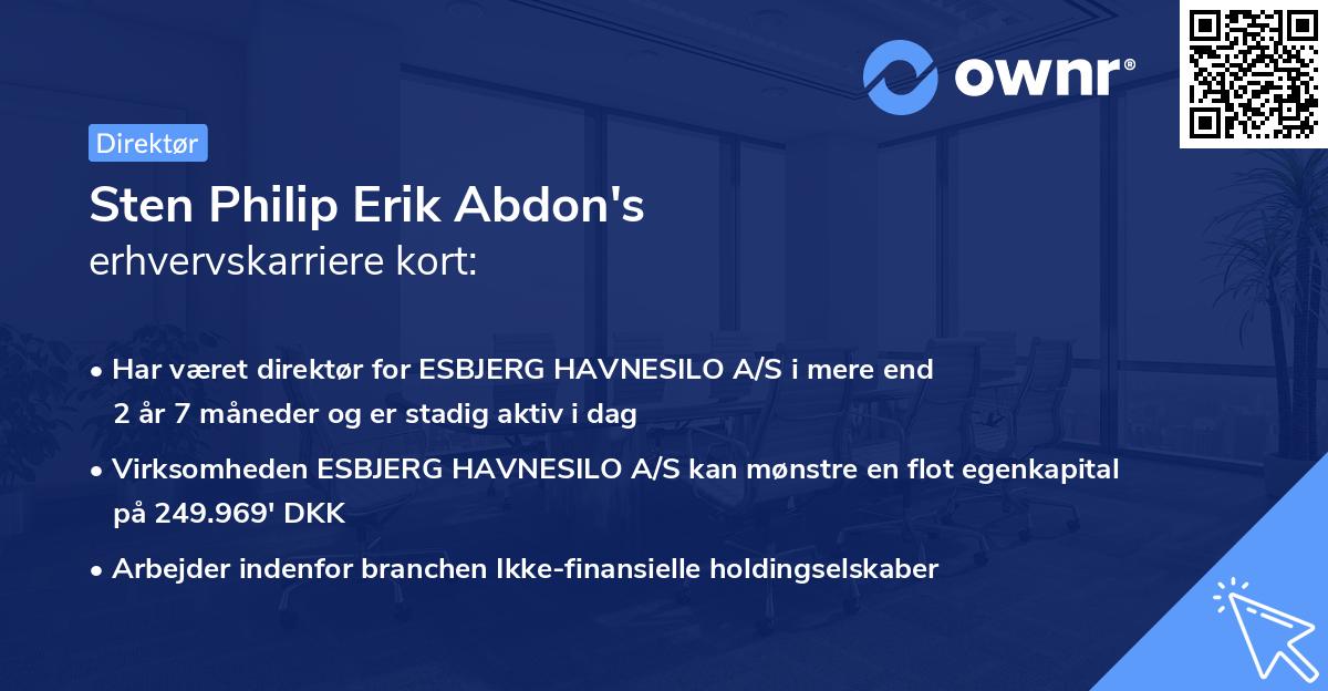 Sten Philip Erik Abdon's erhvervskarriere kort