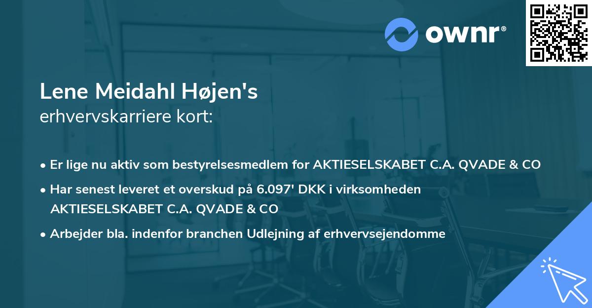 Lene Meidahl Højen's erhvervskarriere kort