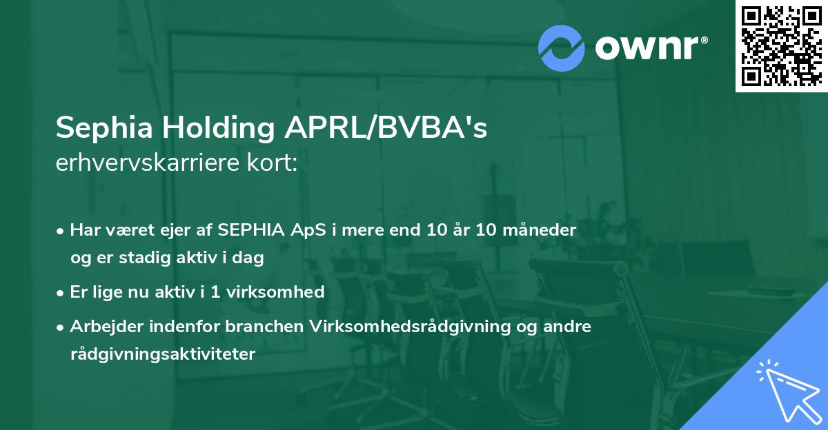 Sephia Holding APRL/BVBA's erhvervskarriere kort