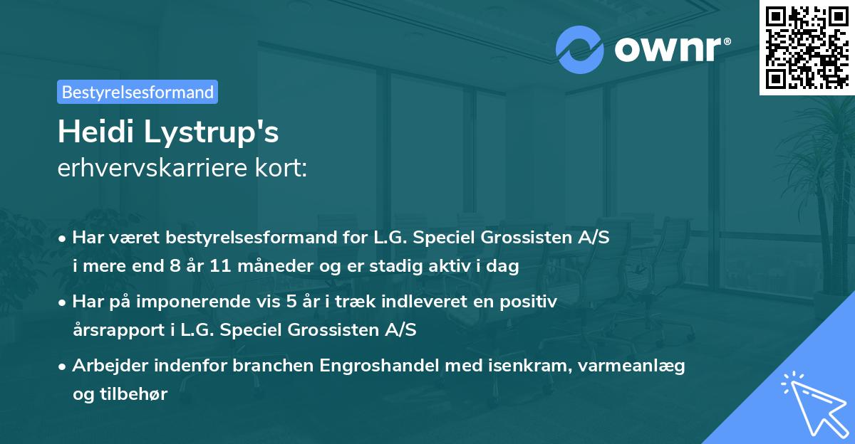 Heidi Lystrup's erhvervskarriere kort