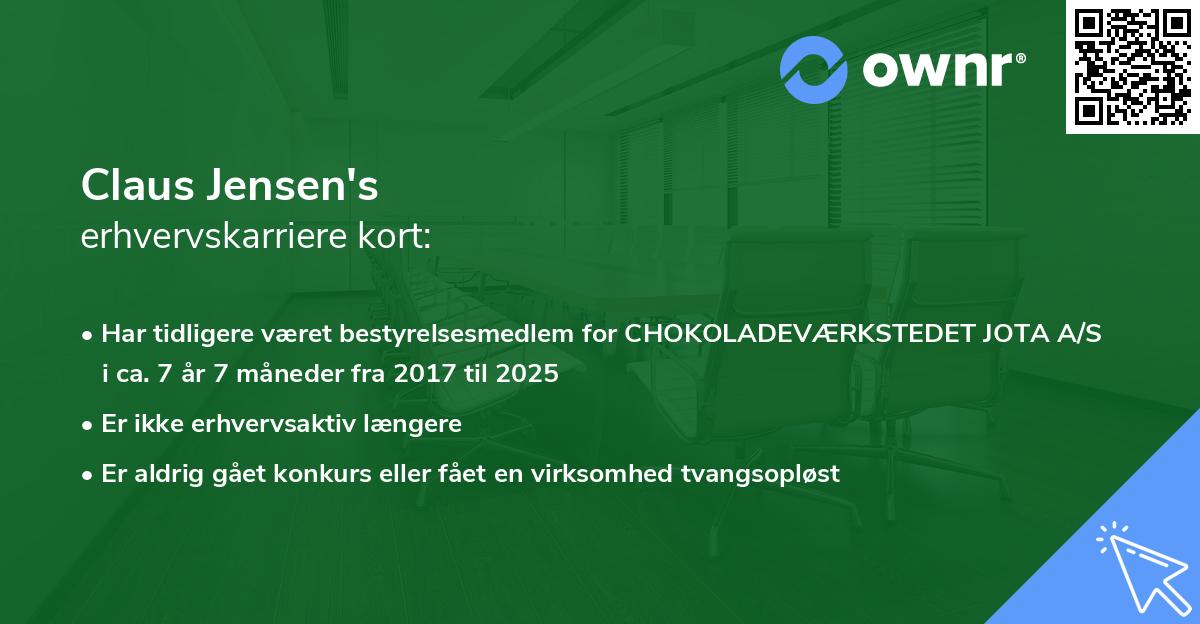 Claus Jensen's erhvervskarriere kort