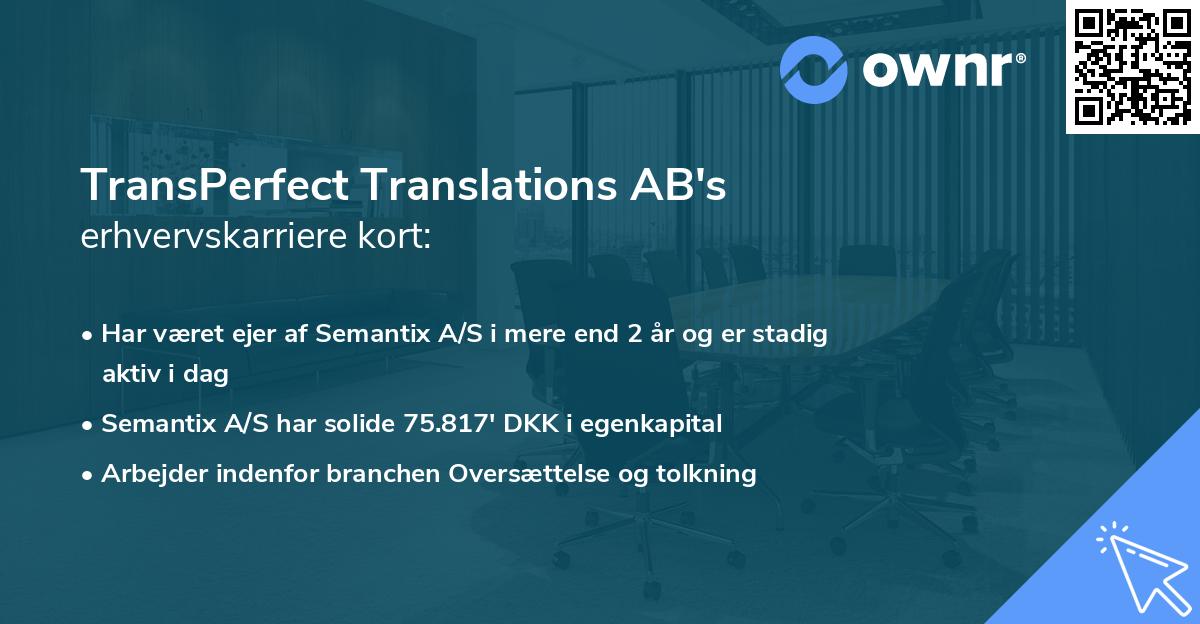 TransPerfect Translations AB's erhvervskarriere kort