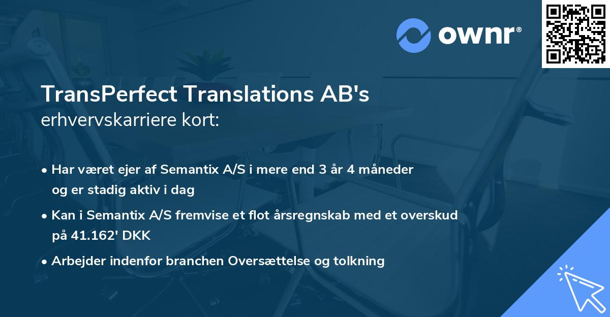 TransPerfect Translations AB's erhvervskarriere kort