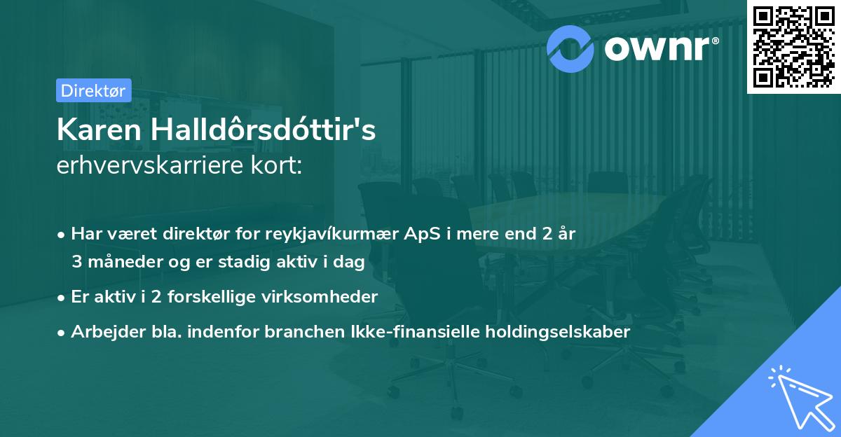 Karen Halldôrsdóttir's erhvervskarriere kort