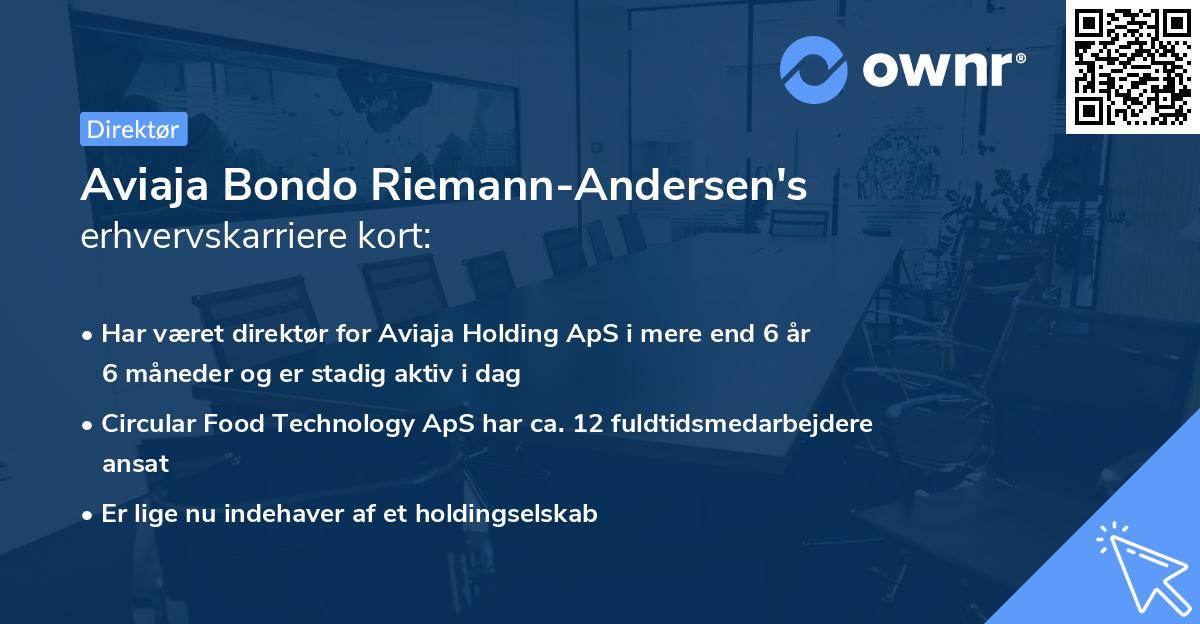 Aviaja Bondo Riemann-Andersen's erhvervskarriere kort