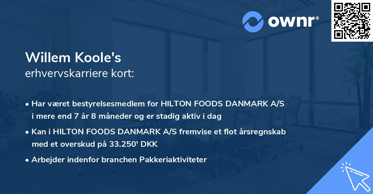 Willem Koole's erhvervskarriere kort