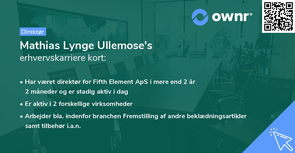 Mathias Lynge Ullemose's erhvervskarriere kort