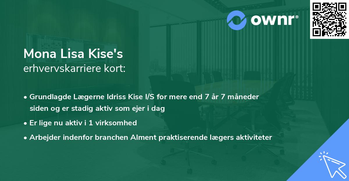Mona Lisa Kise's erhvervskarriere kort