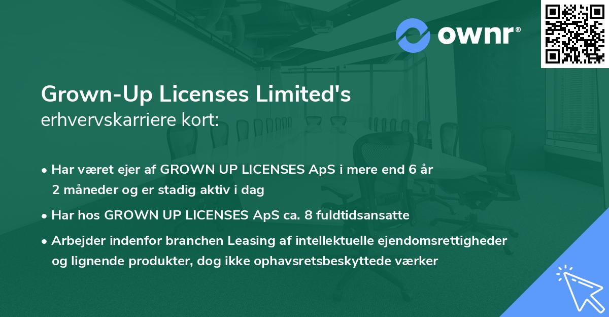 Grown-Up Licenses Limited's erhvervskarriere kort