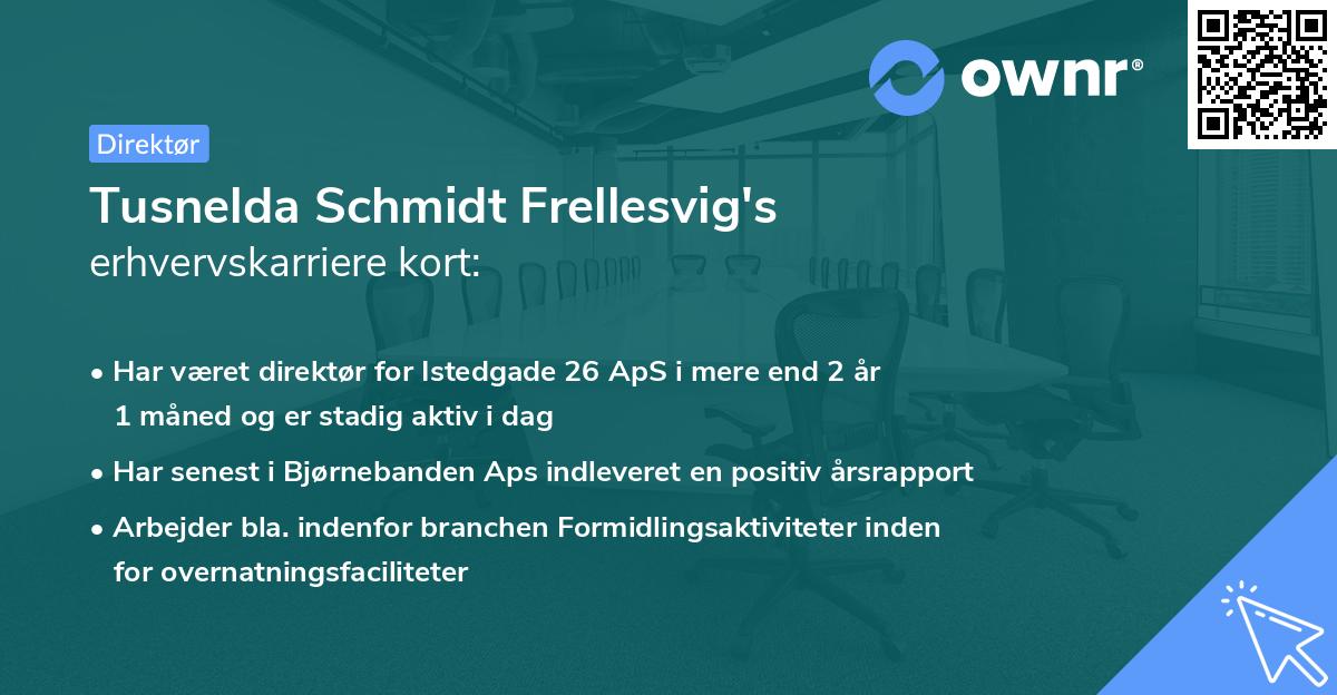 Tusnelda Schmidt Frellesvig's erhvervskarriere kort