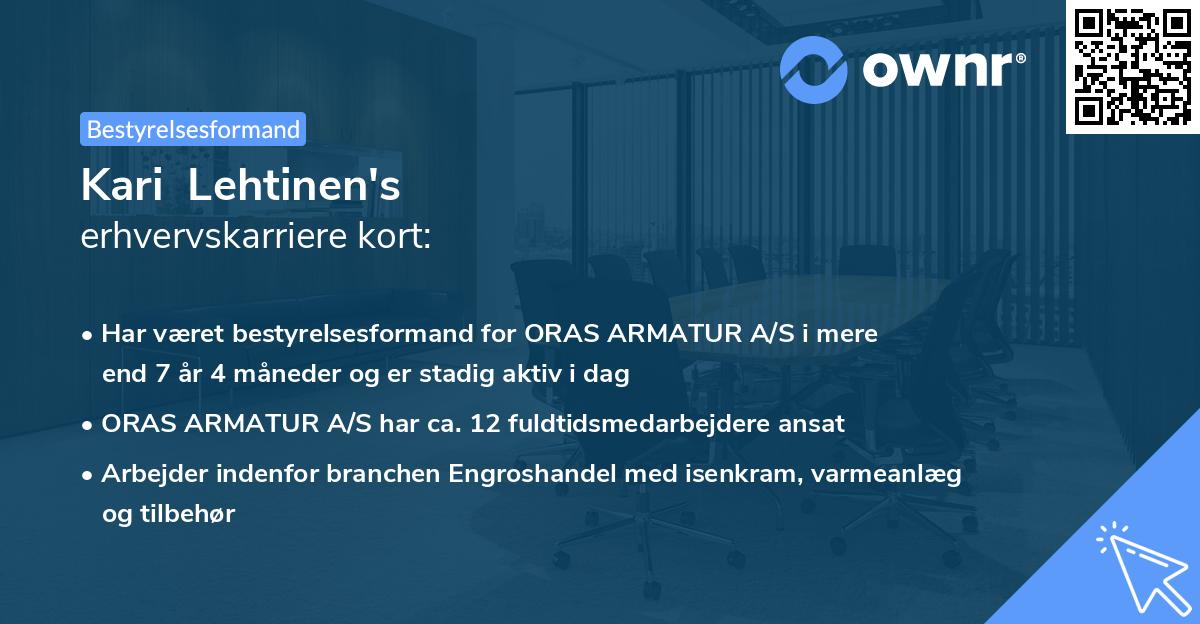 Kari  Lehtinen's erhvervskarriere kort