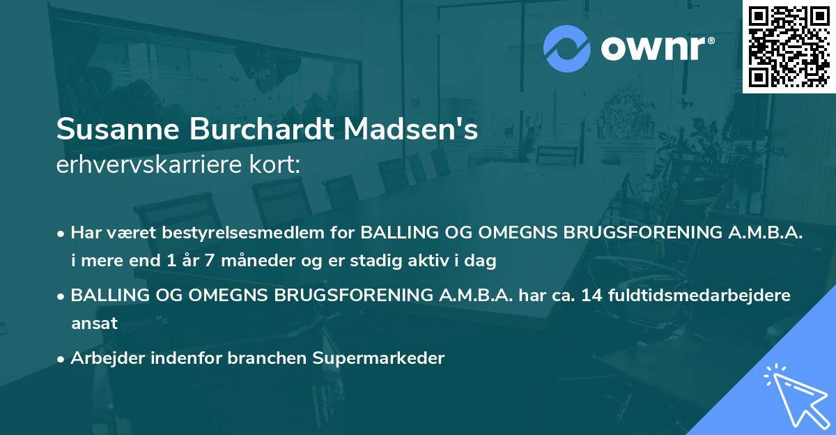 Susanne Burchardt Madsen's erhvervskarriere kort