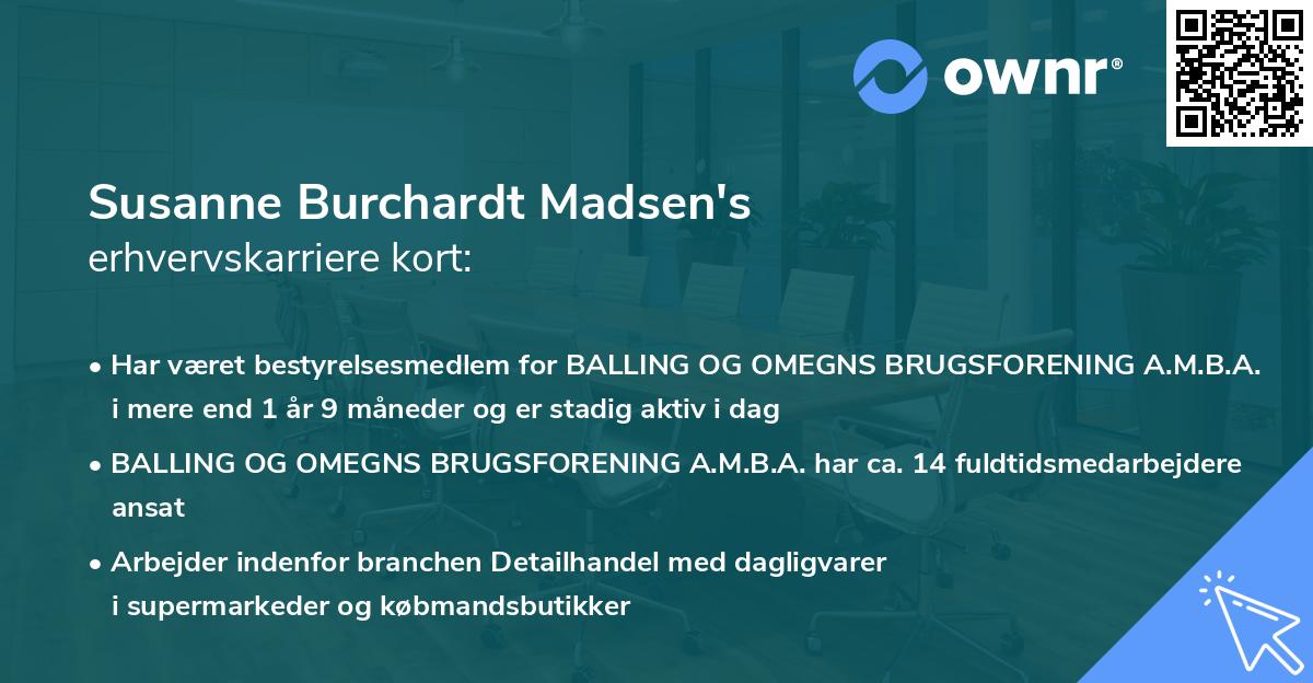 Susanne Burchardt Madsen's erhvervskarriere kort