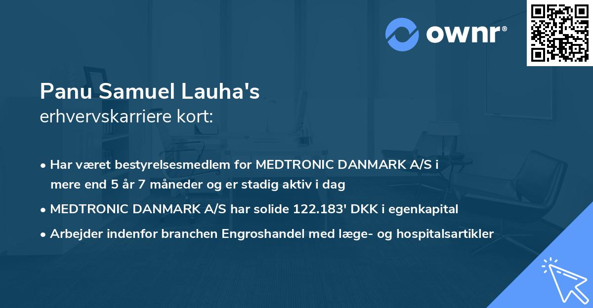 Panu Samuel Lauha's erhvervskarriere kort