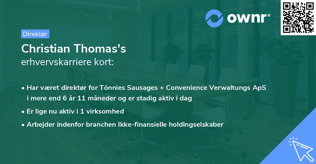 Christian Thomas's erhvervskarriere kort