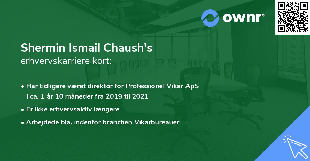 Shermin Ismail Chaush's erhvervskarriere kort
