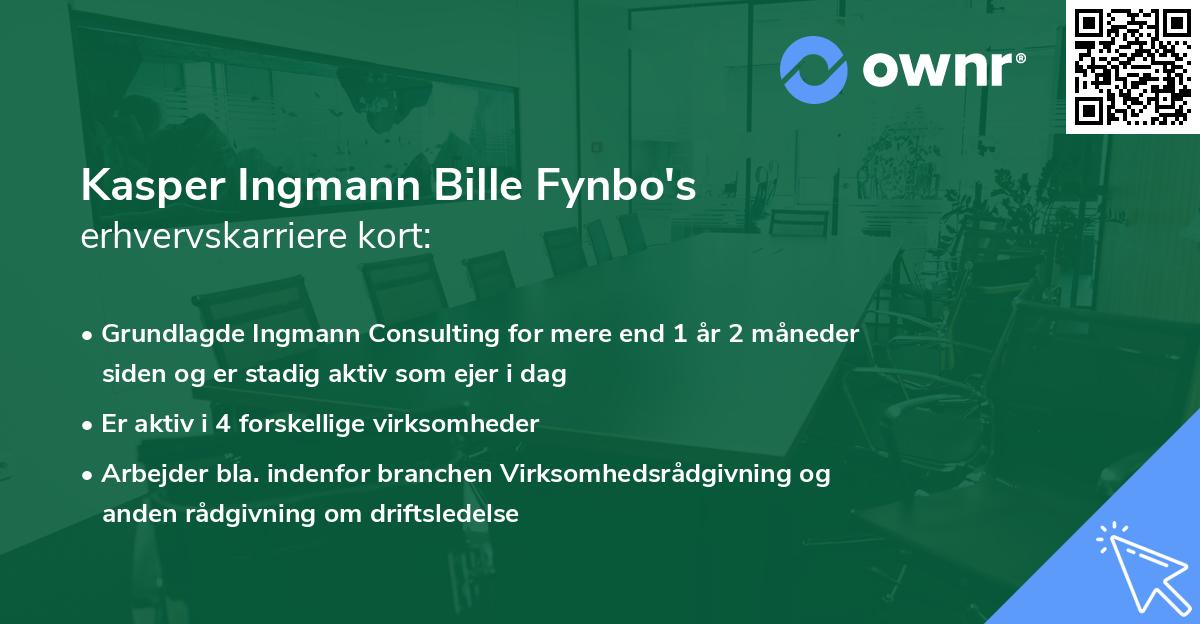 Kasper Ingmann Bille Fynbo's erhvervskarriere kort