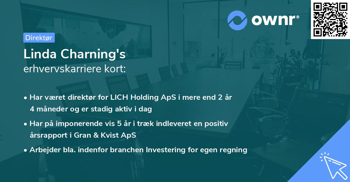 Linda Charning's erhvervskarriere kort