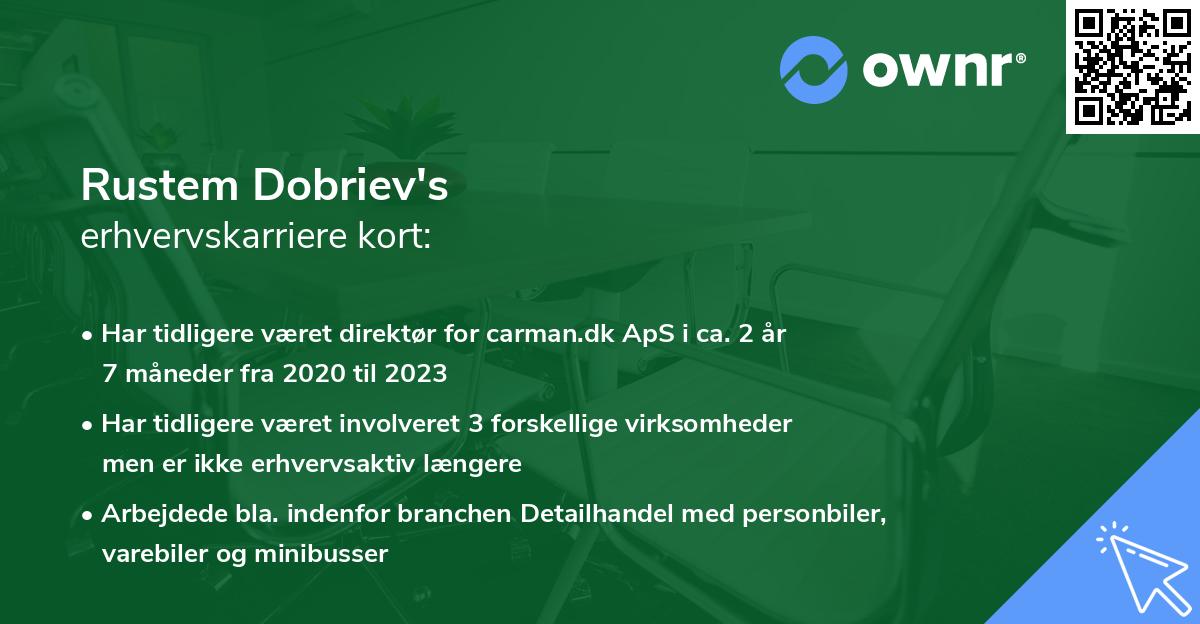 Rustem Dobriev's erhvervskarriere kort