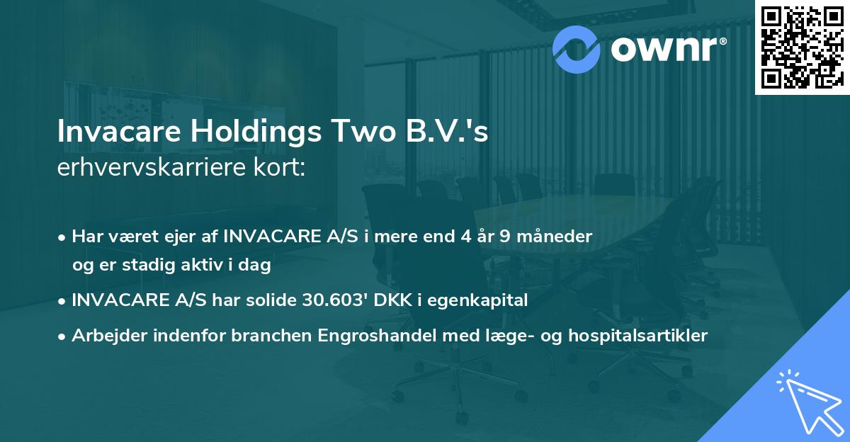 Invacare Holdings Two B.V.'s erhvervskarriere kort