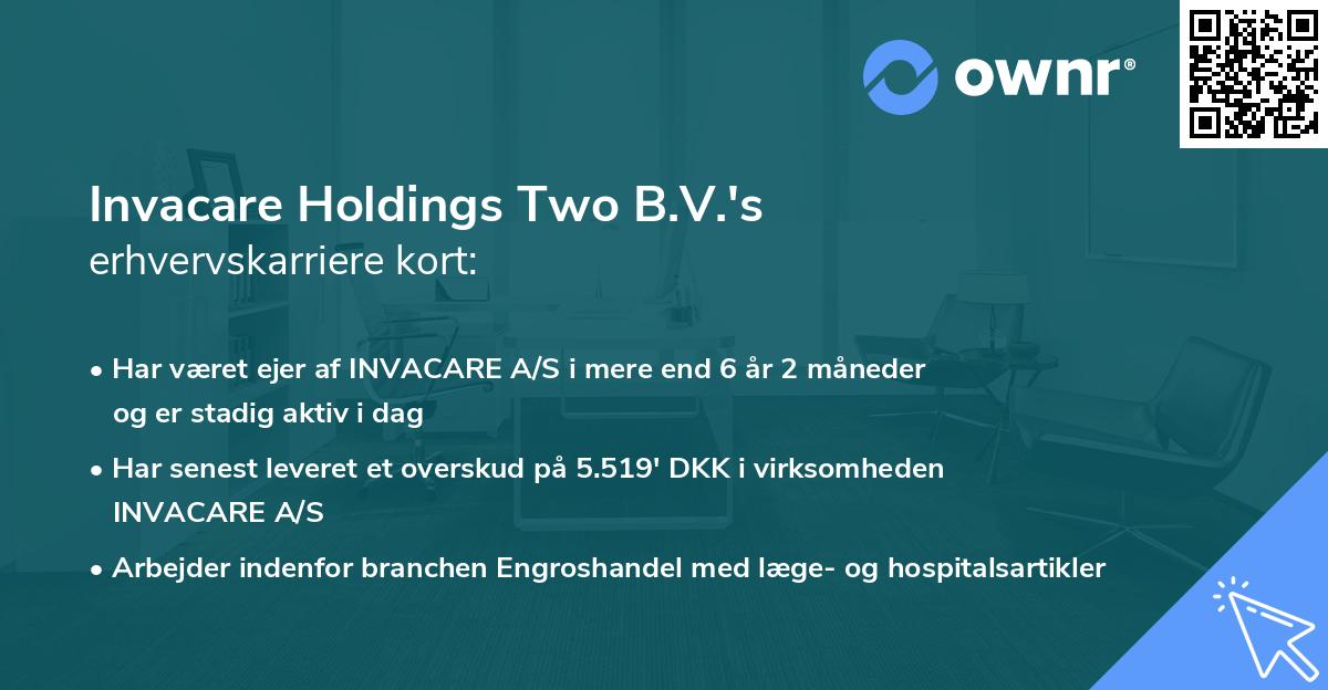 Invacare Holdings Two B.V.'s erhvervskarriere kort