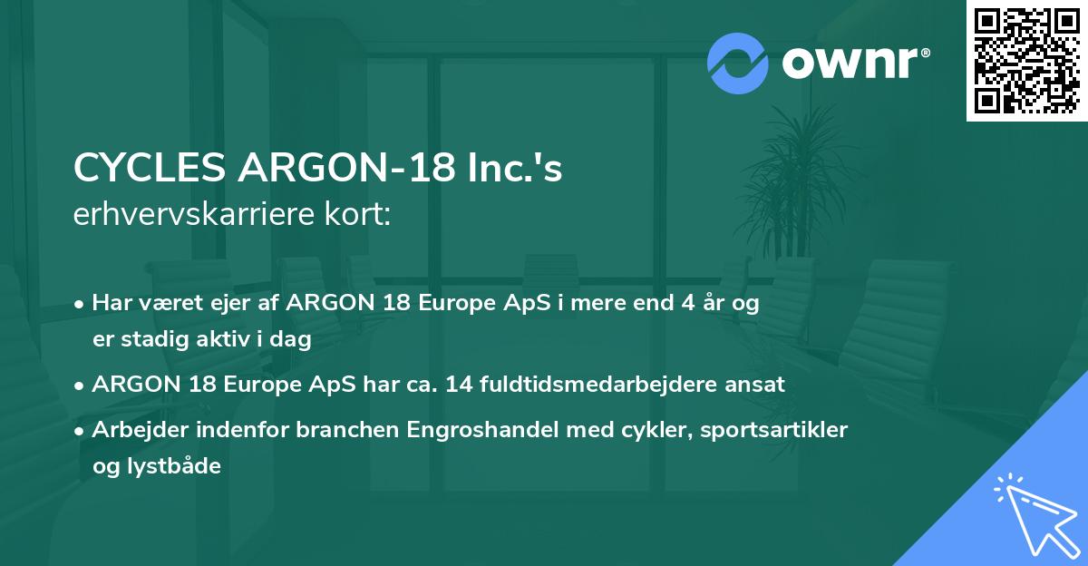 CYCLES ARGON-18 Inc.'s erhvervskarriere kort