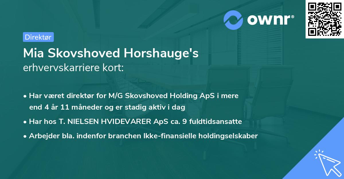 Mia Skovshoved Horshauge's erhvervskarriere kort