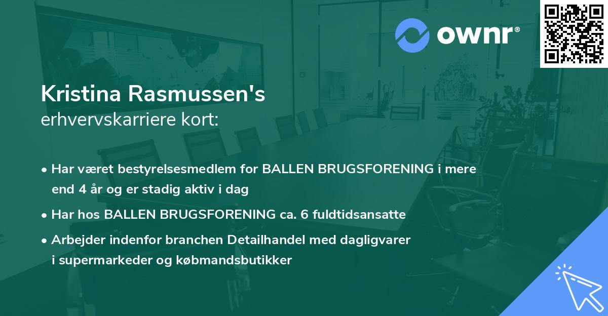 Kristina Rasmussen's erhvervskarriere kort