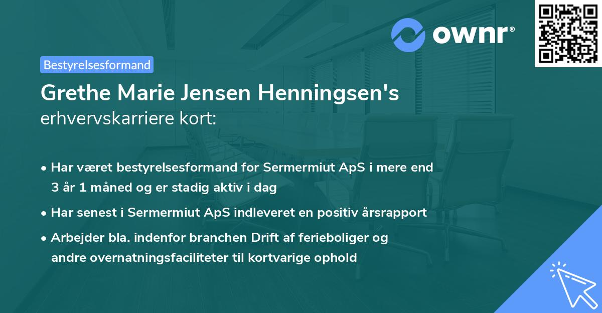 Grethe Marie Jensen Henningsen's erhvervskarriere kort