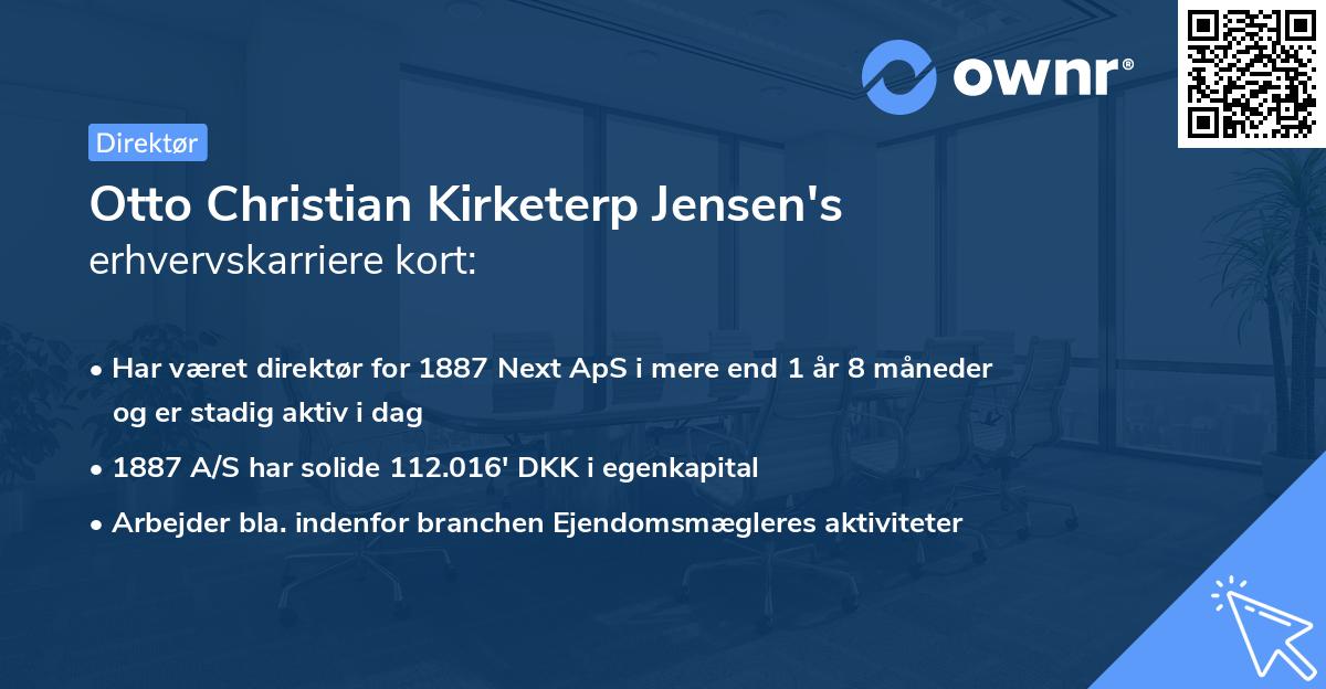 Otto Christian Kirketerp Jensen's erhvervskarriere kort