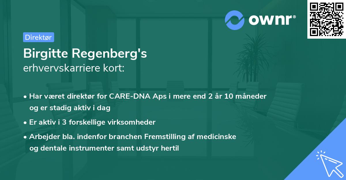 Birgitte Regenberg's erhvervskarriere kort