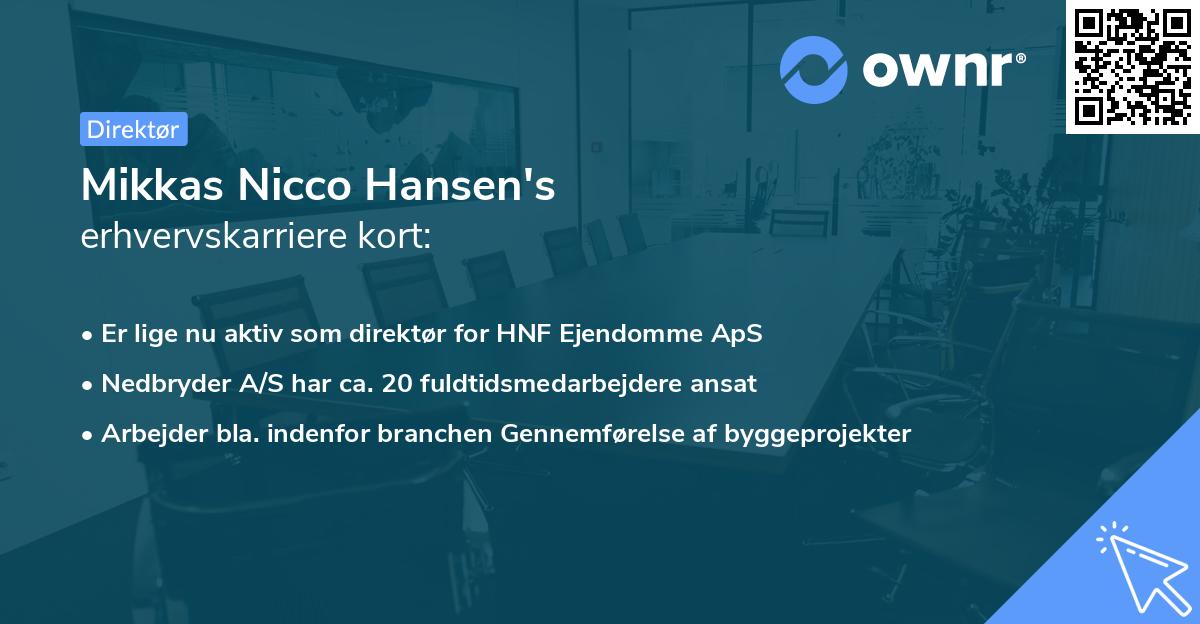 Mikkas Nicco Hansen's erhvervskarriere kort