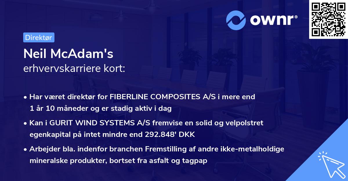 Neil McAdam's erhvervskarriere kort