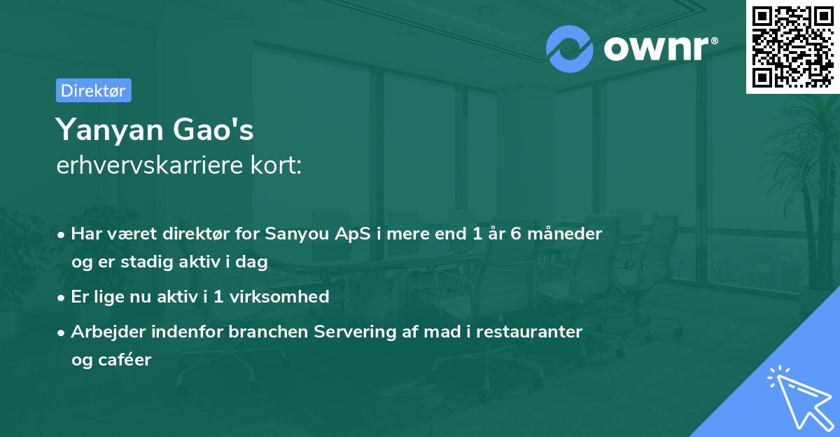 Yanyan Gao's erhvervskarriere kort